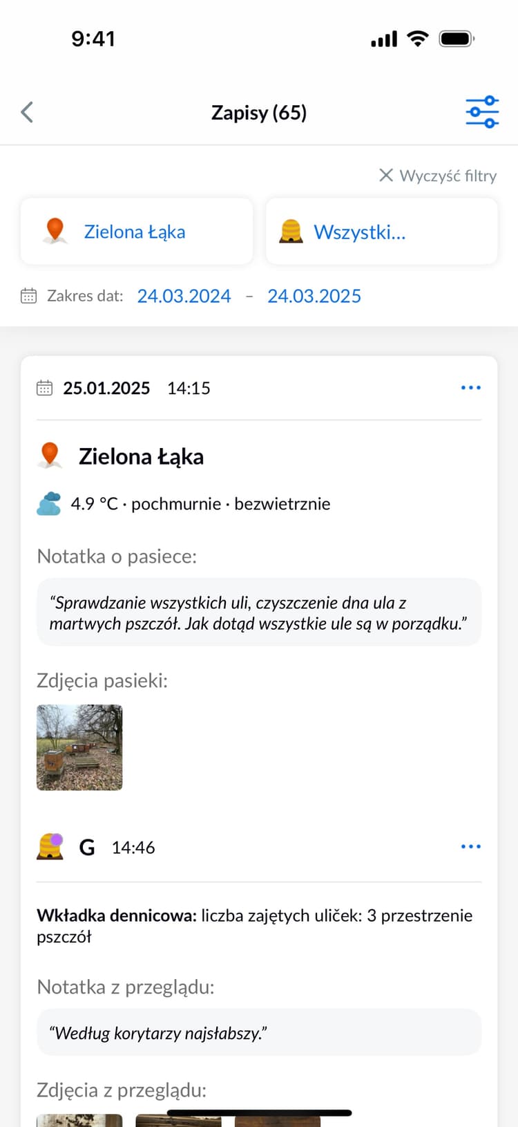 Beentry records history preview