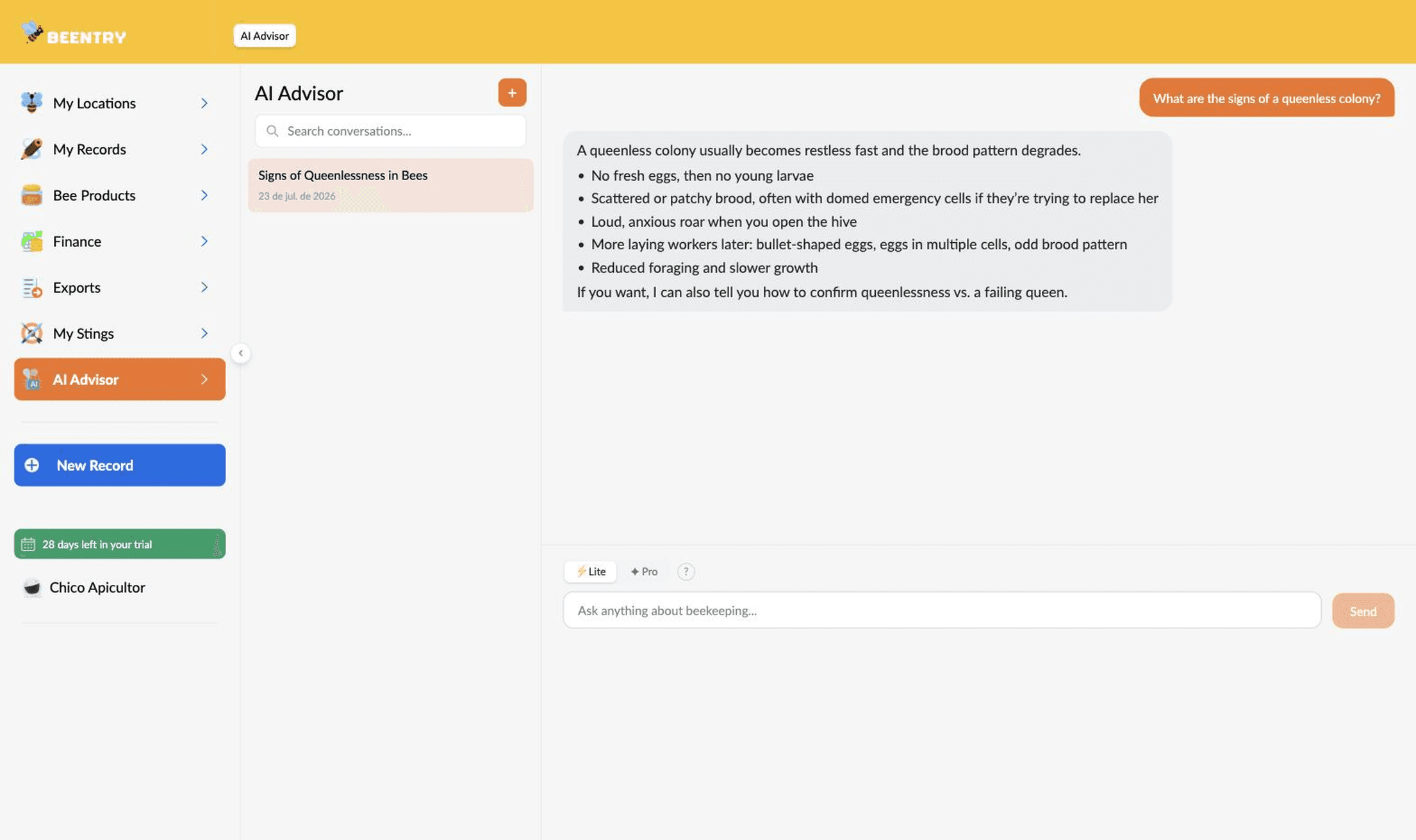 Beentry AI advisor preview