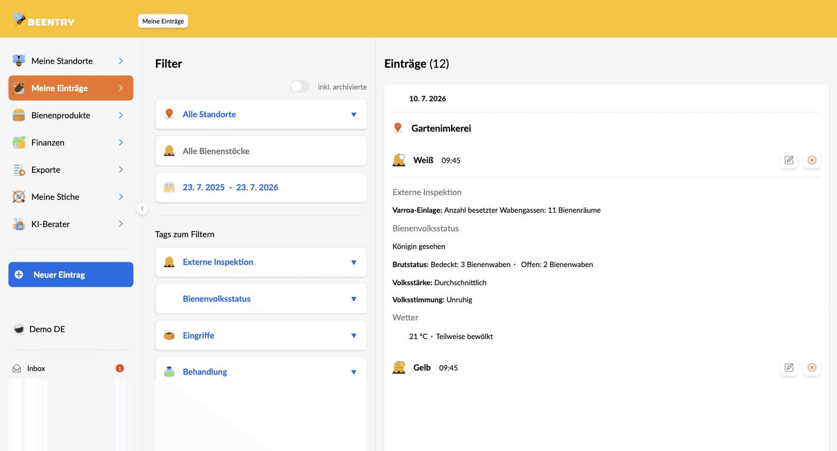 Beentry web application preview