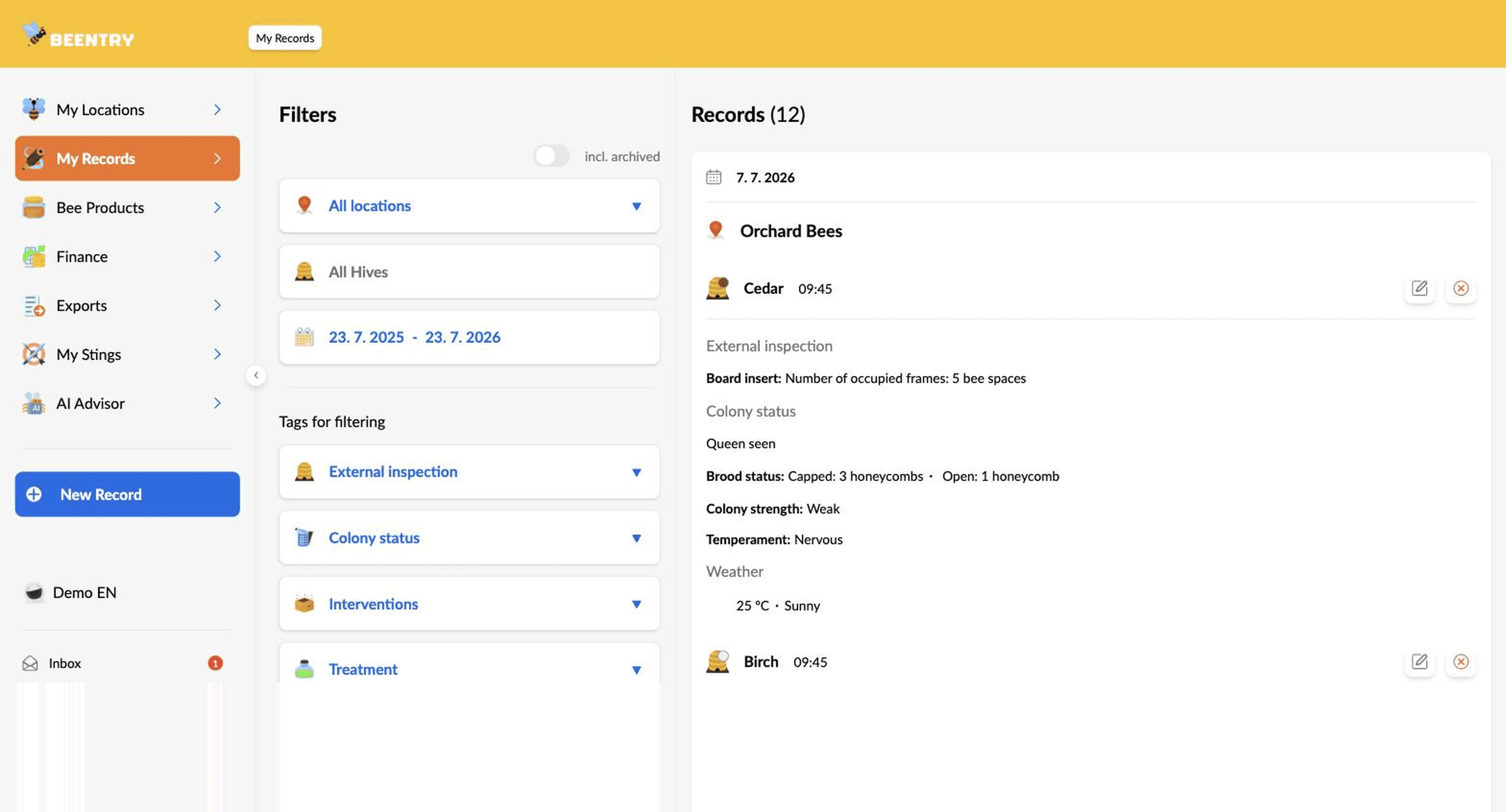 Beentry web application preview