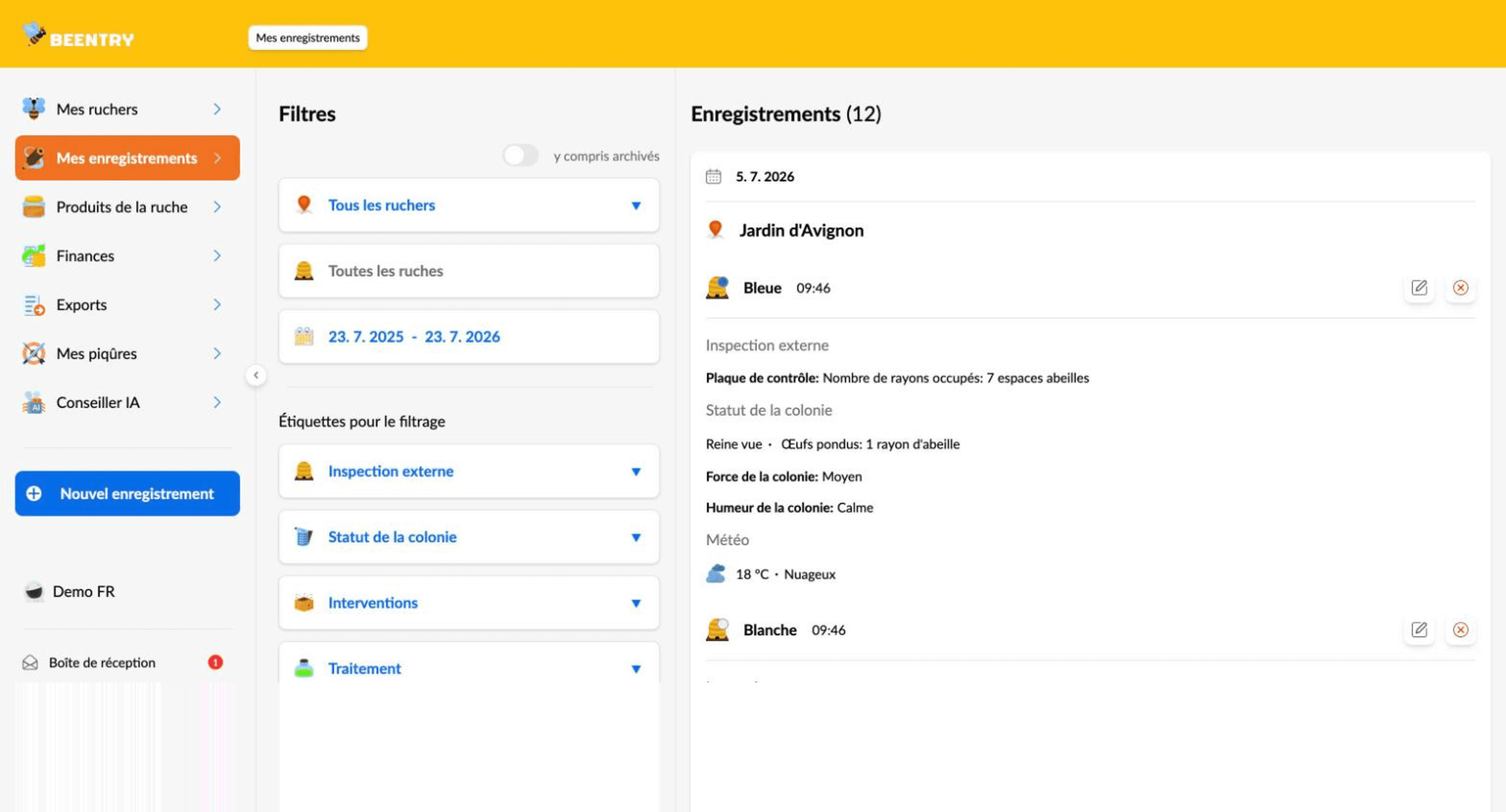 Beentry web application preview